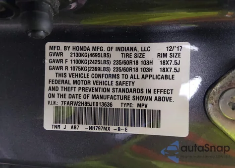 2018 Honda Cr-V Ex-L/Ex-L Navi z USA, uszkodzony, nr VIN 7FARW2H85JE013636